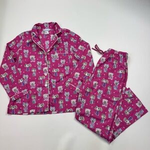 The Company Store Pink Dog Print Pajama Set Size Medium